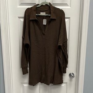 We The Free Chocolate Waffle Knit Top